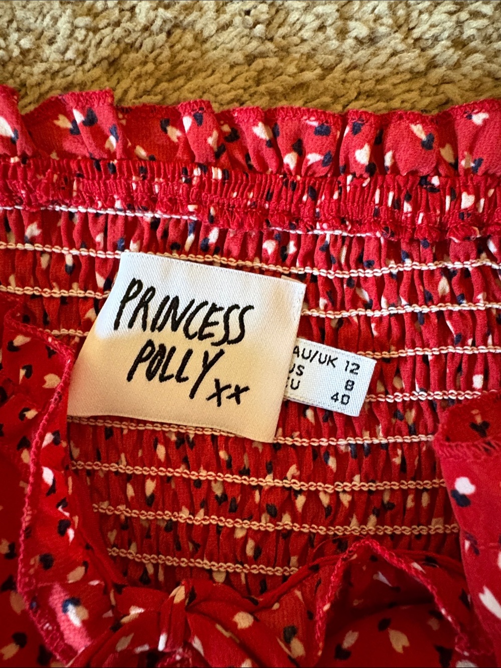 Princess Polly, Love Birds Mini Dress Red, size 8 - Picture 6 of 8